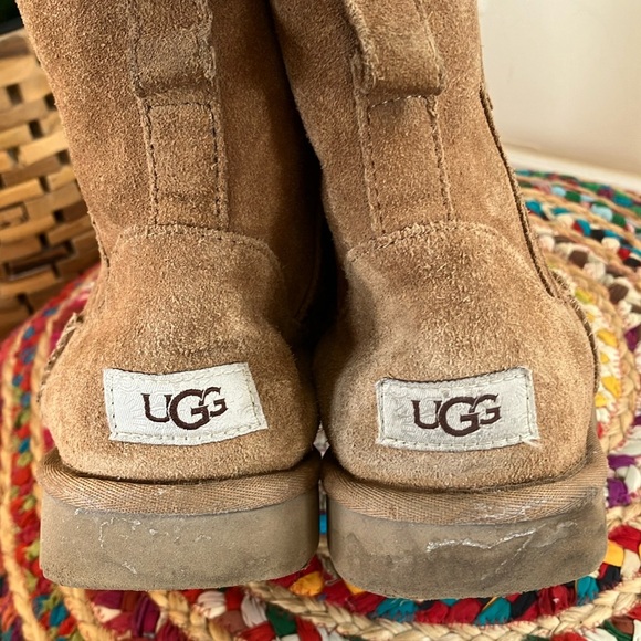 UGG Double zip tan Suede Ankle Boots with Shearling Lining - Picture 3 of 7